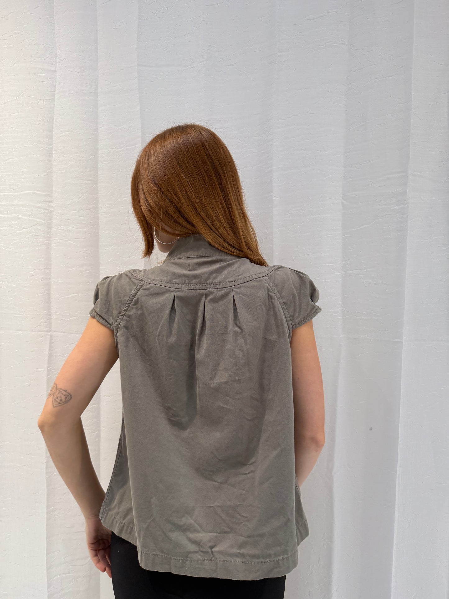 Khaki Short Sleeve Pea Coat