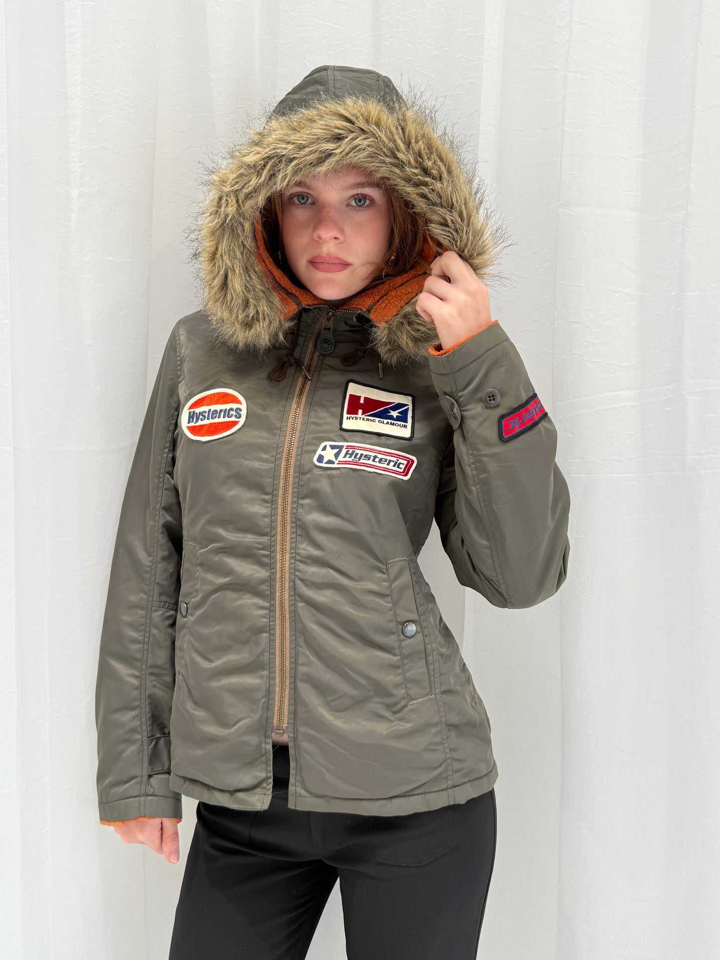 Khaki Army Hysteric Glamour Puffer Jacket