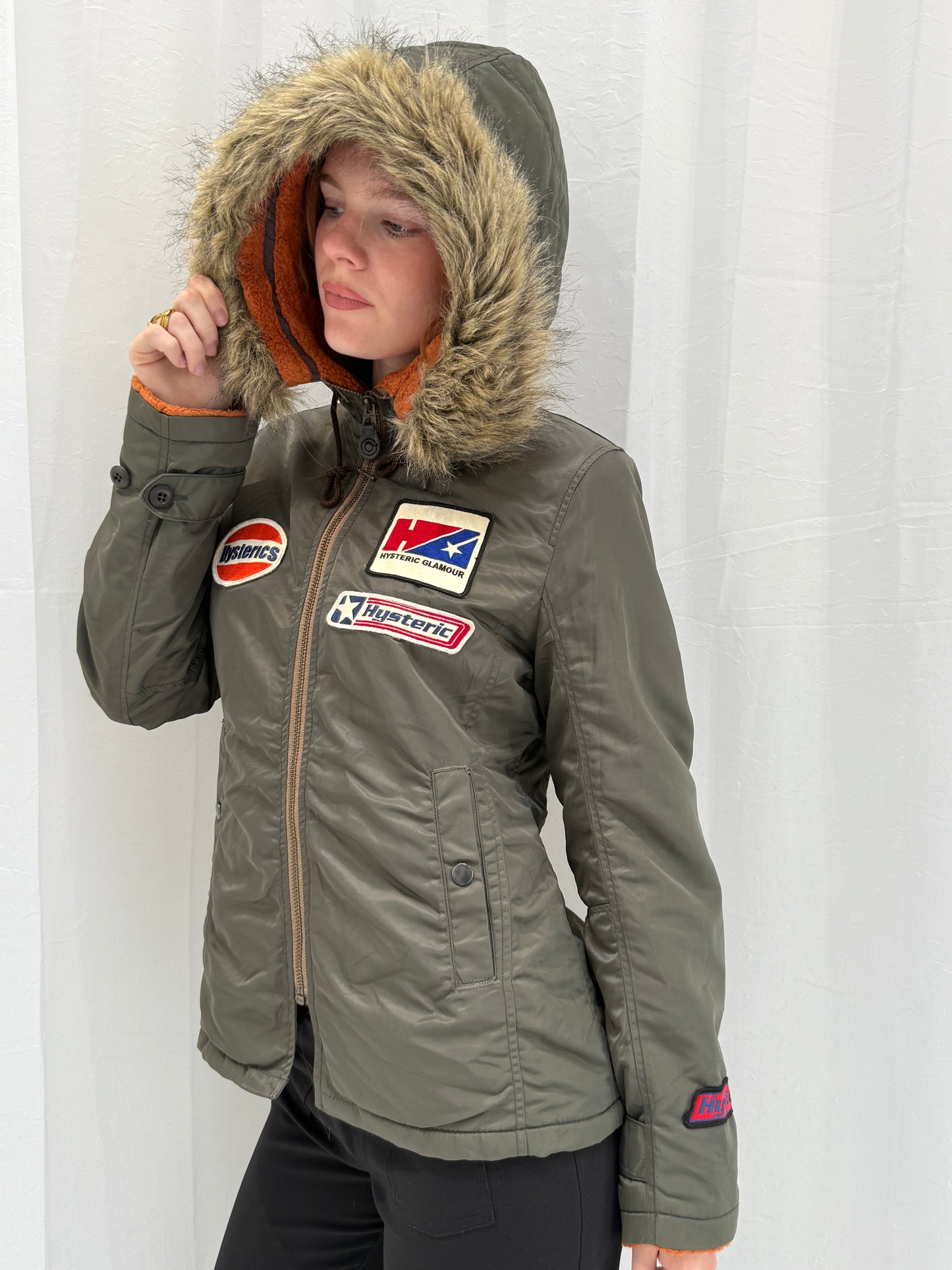 Khaki Army Hysteric Glamour Puffer Jacket