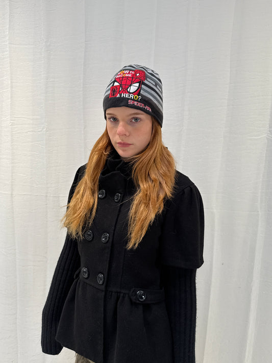 Grey Black Spiderman Beanie