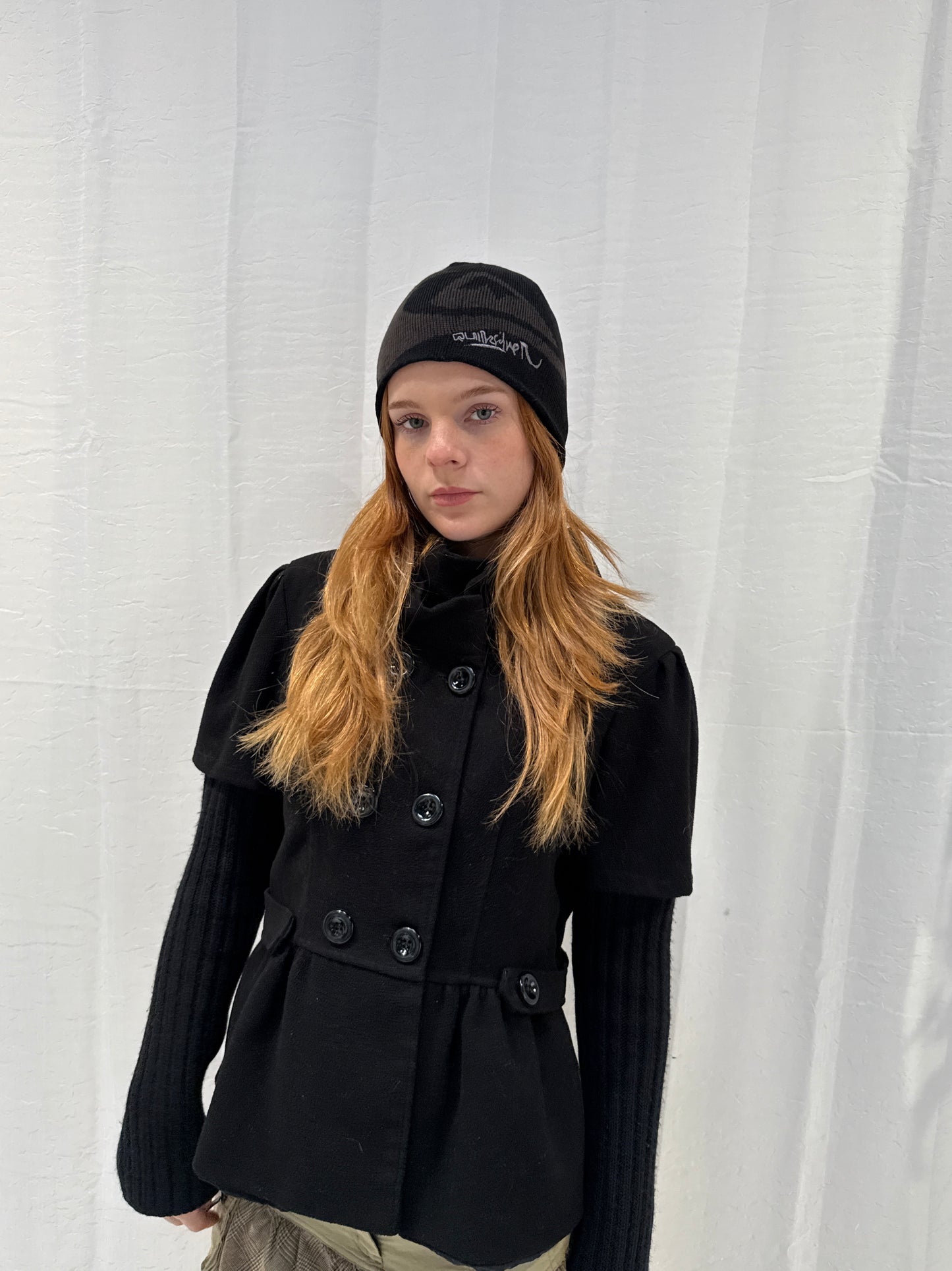 Grey Black Quicksilver Beanie