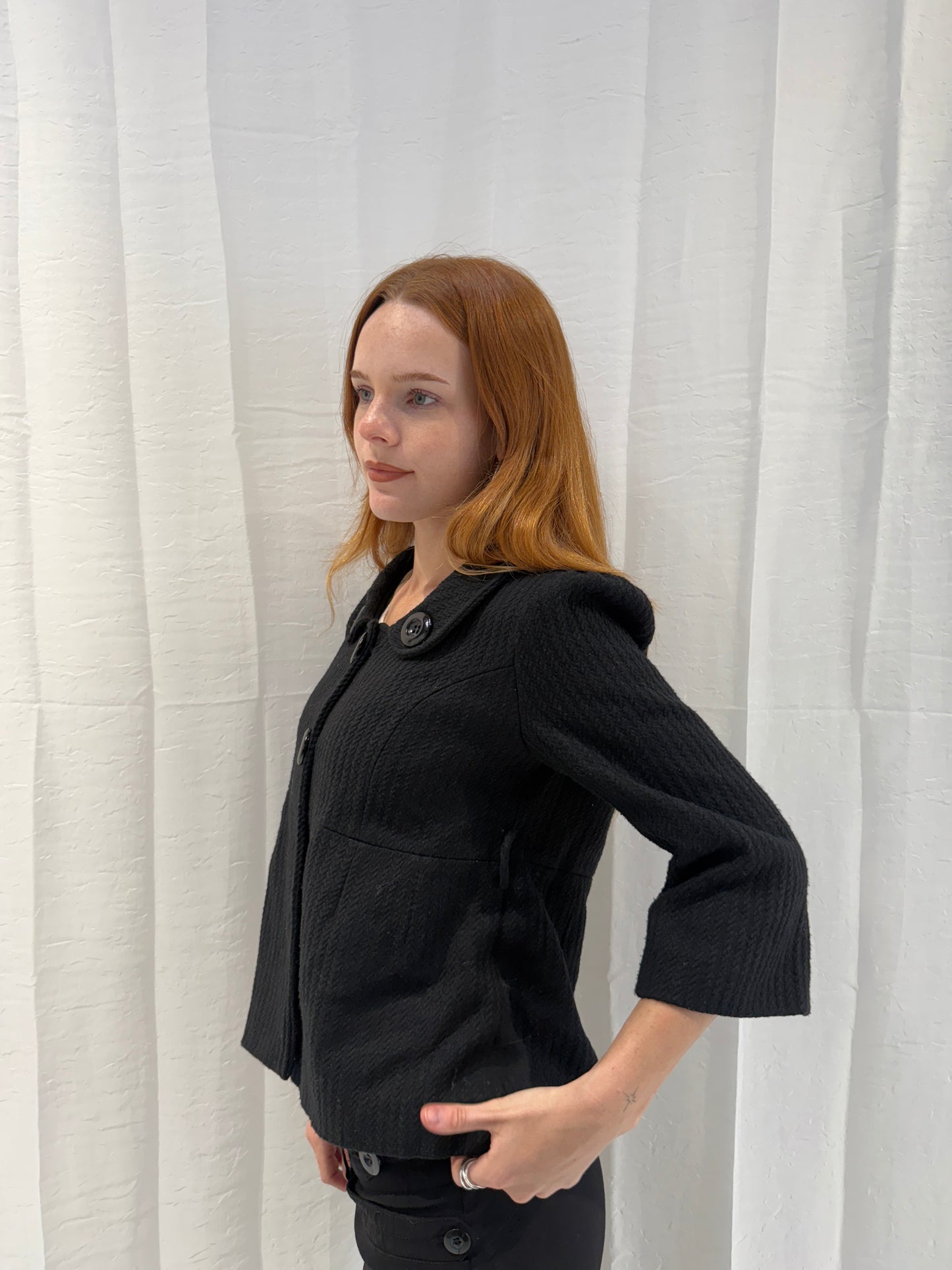 Black 3/4 Sleeve Pea Coat