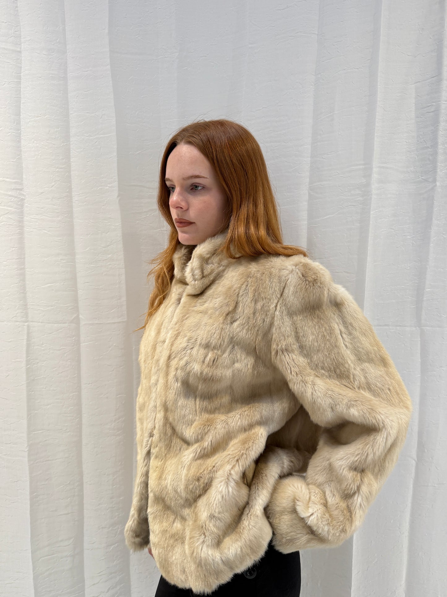 Cream Glamma Fur Jacket