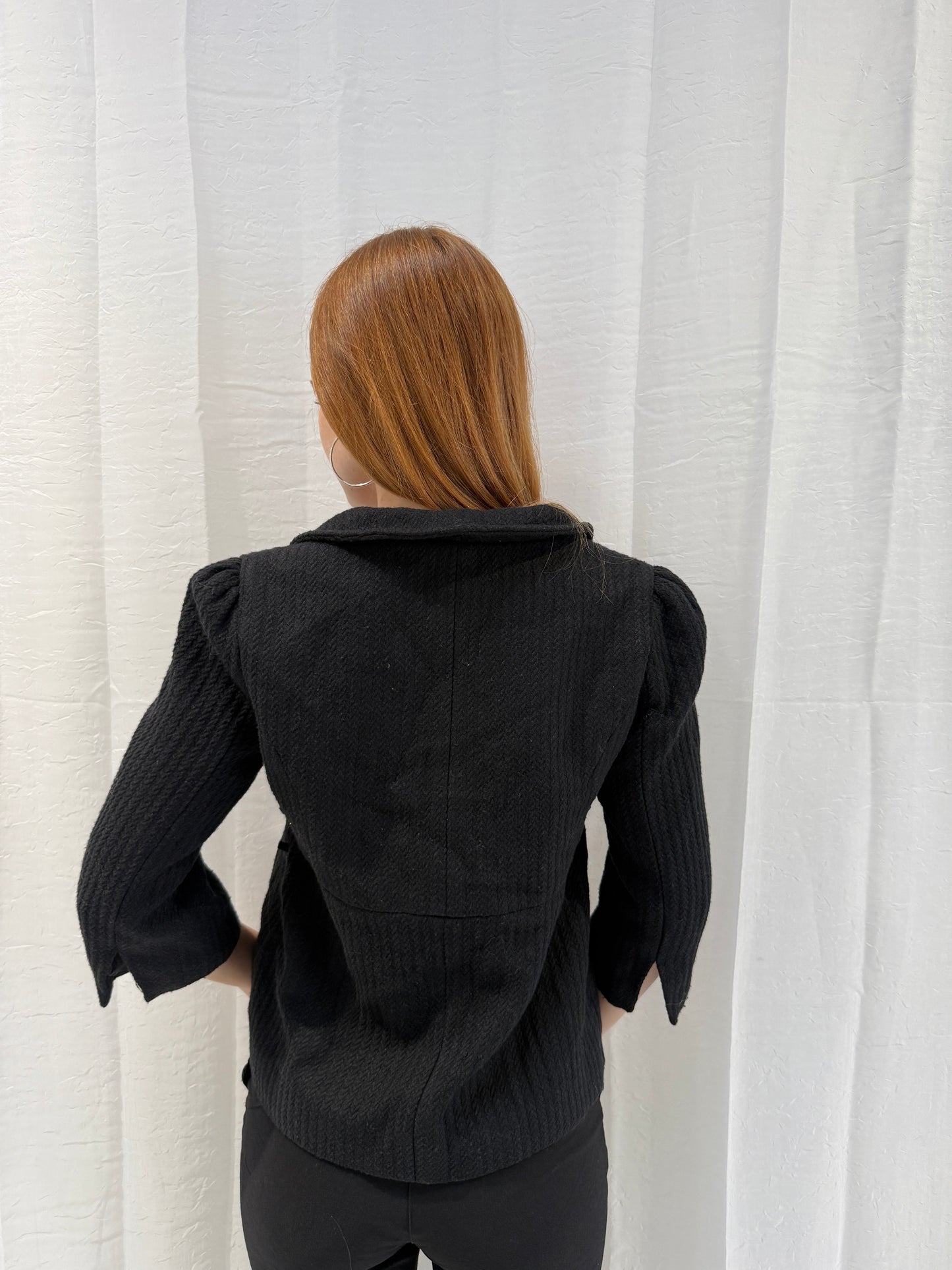 Black 3/4 Sleeve Pea Coat