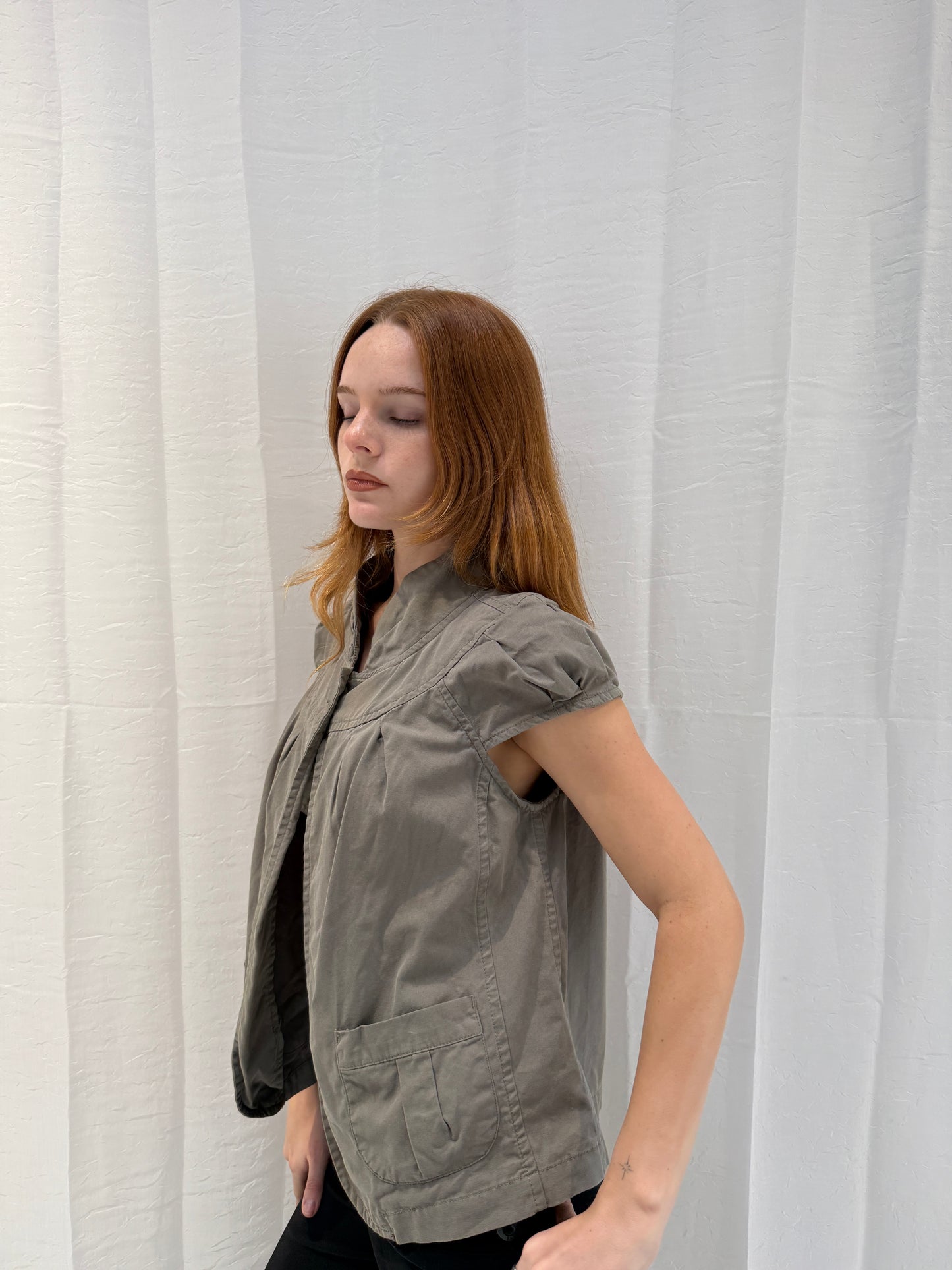Khaki Short Sleeve Pea Coat