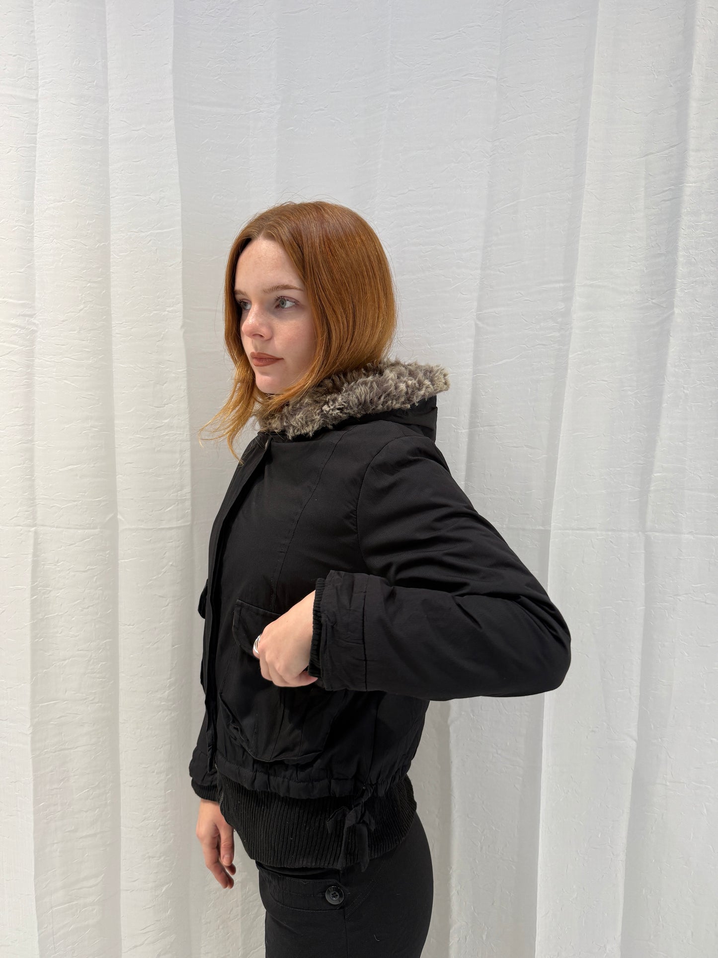 Black Zip Up Puffer