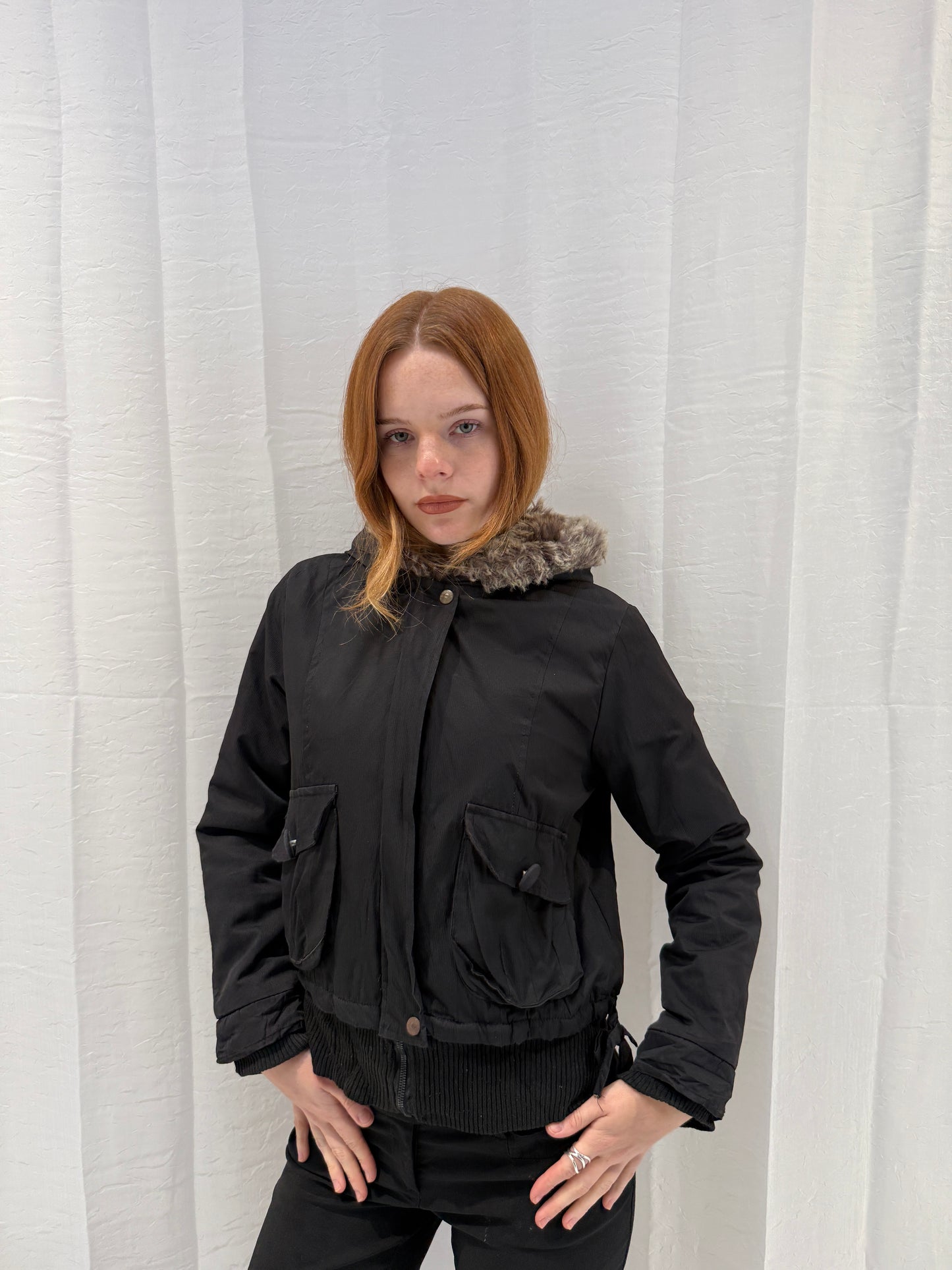 Black Zip Up Puffer