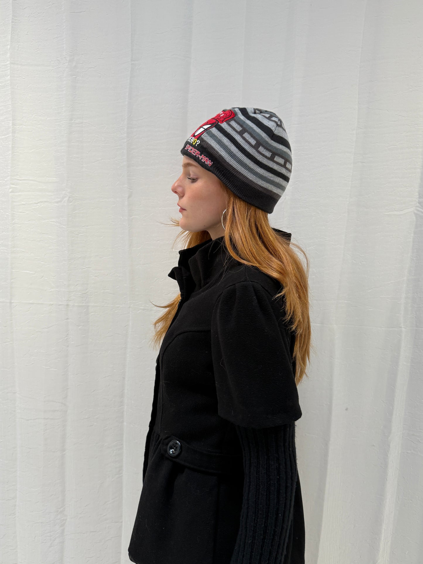Grey Black Spiderman Beanie