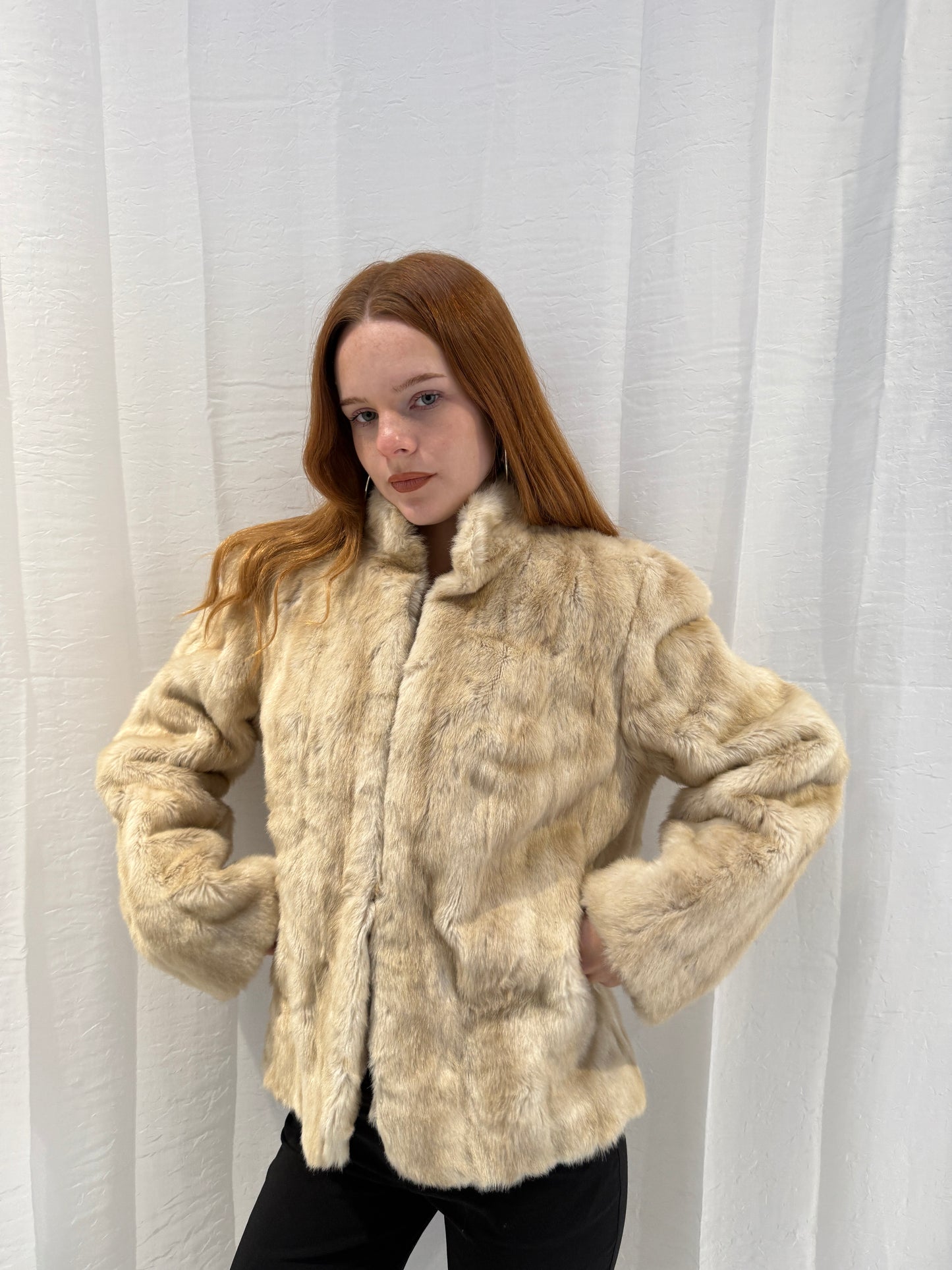 Cream Glamma Fur Jacket